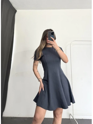 Rona Volanlı Elbise - Antrasit