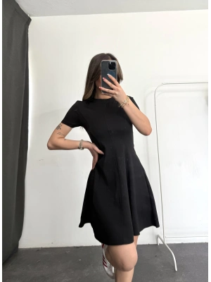 Rona Volanlı Elbise - Siyah