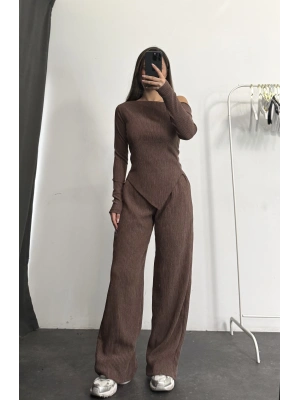 Rose Asimetrik Takım - Kahve