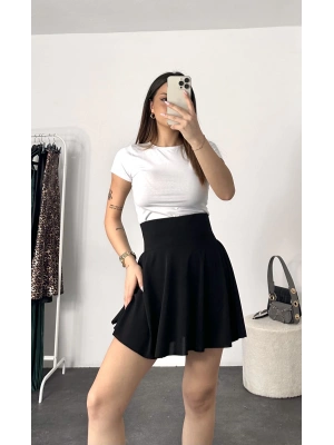 Ruth Şortlu Gizli Cep Etek-Siyah