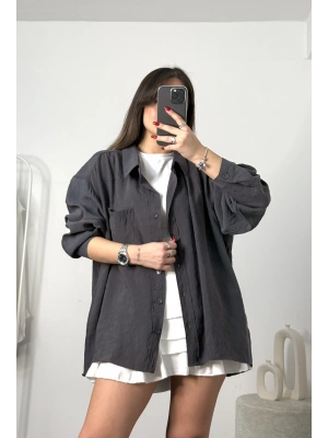 Sadia Dökümlü Gömlek - Antrasit