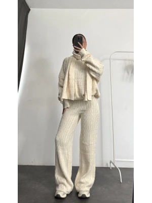 Şal Detay Üçlü Takım - Taş