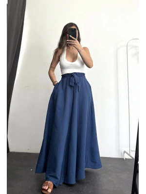 Salaş Keten Pantolon - Lacivert