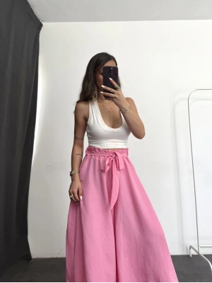 Salaş Keten Pantolon - Pembe