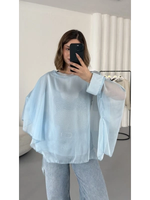 Sally Transparan Bluz - Bebe Mavi