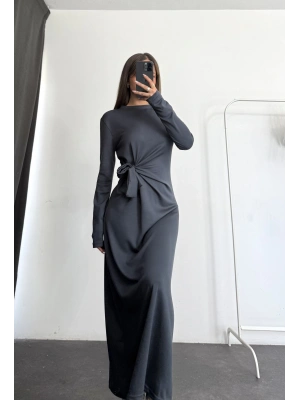 Sanja Bağlamalı Elbise - Antrasit