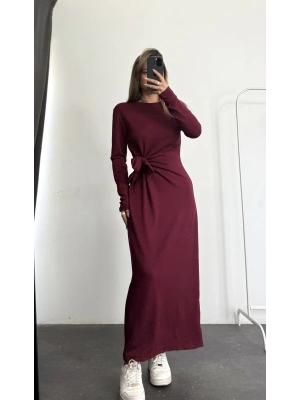 Sanja Bağlamalı Elbise - Bordo