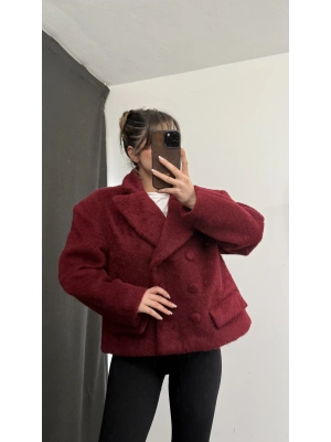 Sasha Kısa Kaşe Kaban - Bordo