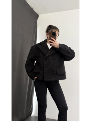 Sasha Kısa Kaşe Kaban - Siyah