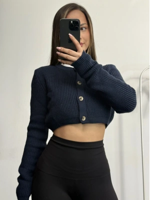 Sheela Crop Hırka - Lacivert