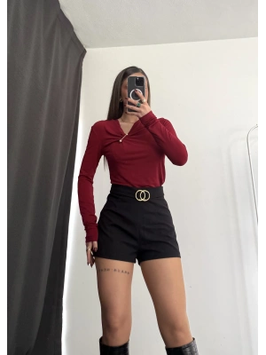 Sienna Toka Detay Bluz - Bordo