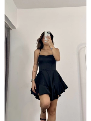 Sindy Balenli Elbise - Siyah