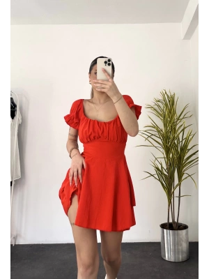 Şortlu Aerobin Elbise -Kırmızı