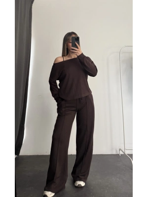 Stevie Kayık Yaka Takım - Kahve