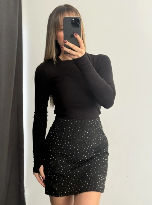 Tabia Taşlı Etek - Siyah