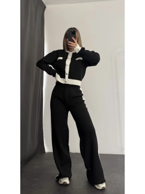 Tina Hırkalı Triko Takım - Siyah