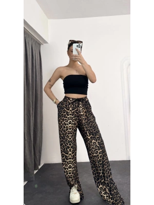 Tyler Yırtmaç Detay Pantolon -Leopar