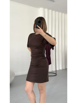 Ursula Drapeli Elbise - Kahve