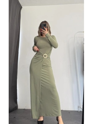 Vicky Toka Detay Elbise - Haki