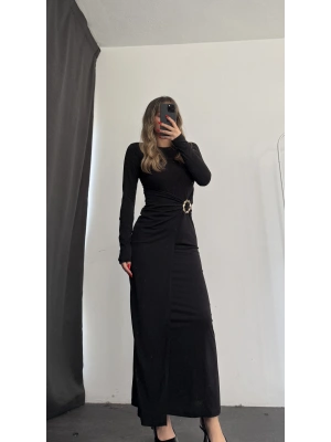 Vicky Toka Detay Elbise - Siyah