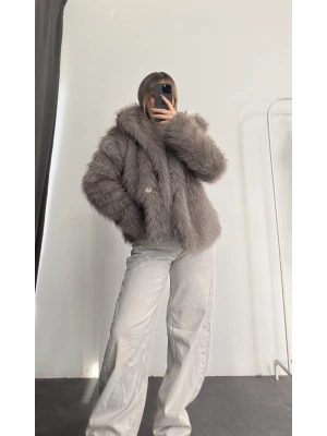 Victoria Parıltılı Kürk - Gri