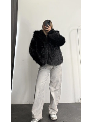 Victoria Parıltılı Kürk - Siyah