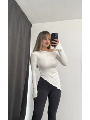 Vien Asimetrik Bluz - Beyaz