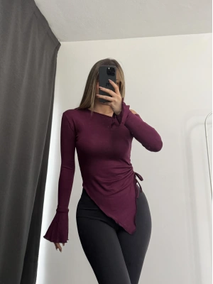Vien Asimetrik Bluz - Bordo