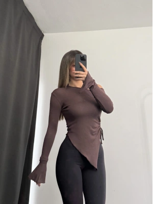 Vien Asimetrik Bluz - Kahve