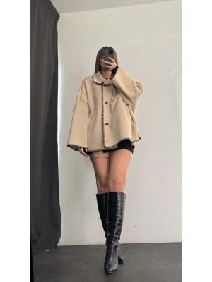 Vika Biyeli Kaşe Ceket - Bej