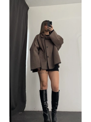 Vika Biyeli Kaşe Ceket - Kahve