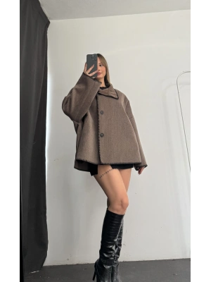 Vika Biyeli Kaşe Ceket - Kahve