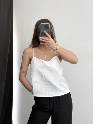 Viola Keten Crop - Beyaz