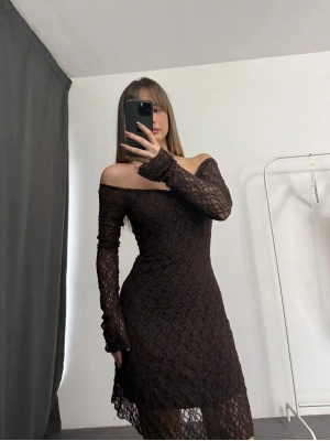 Violett Dantel Elbise - Kahve