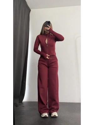 Warsha Fermuarlı Takım - Bordo