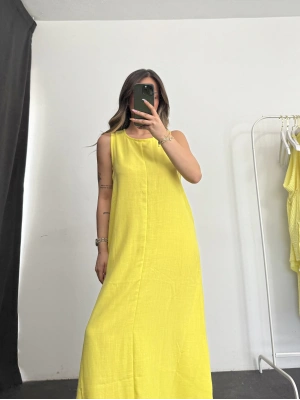 Wind Keten Elbise -Sarı