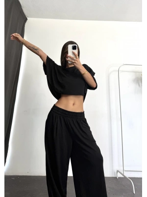 Yelda Crop Takım - Siyah