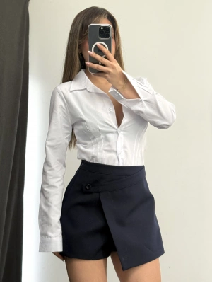 Zola Asimetrik Şort Etek - Lacivert