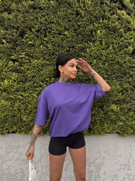 Basic Oversize Tshirt - Mor