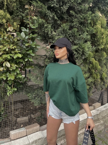 Basic Oversize Tshirt - Yeşil