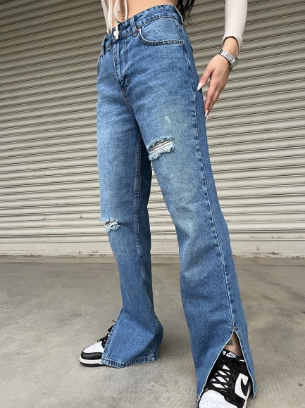 Cut Paça Detay Jean - Kot