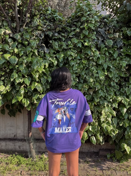 Trouble Oversize Tshirt-Mor