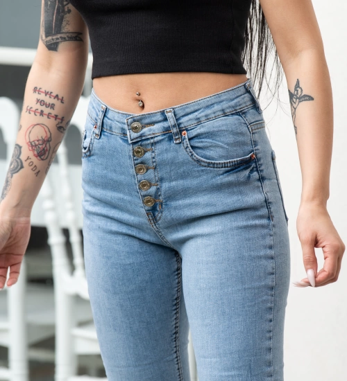Düğmeli Skinny Jean - Kot