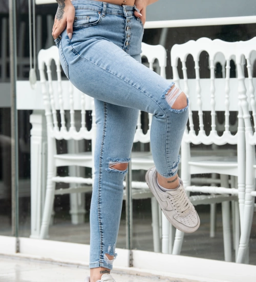 Düğmeli Skinny Jean - Kot