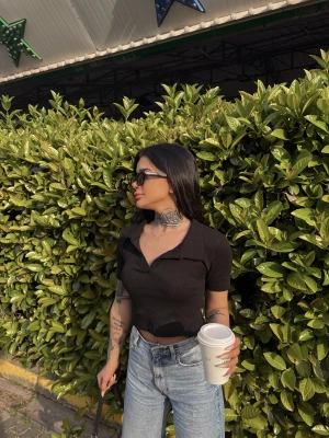 Polo Crop -Siyah
