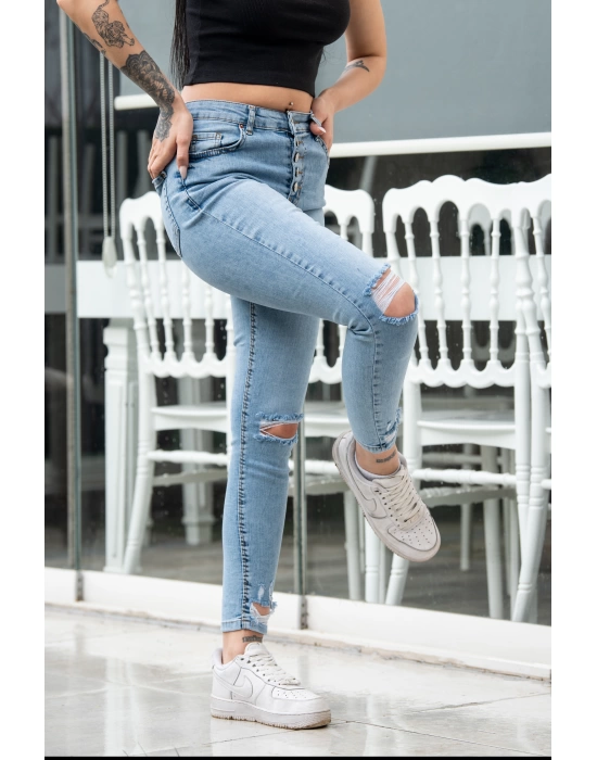 Düğmeli Skinny Jean - Kot