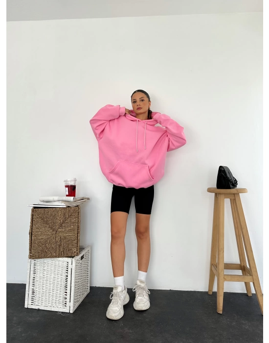 Era Kapüşonlu Sweatshirt - Pembe