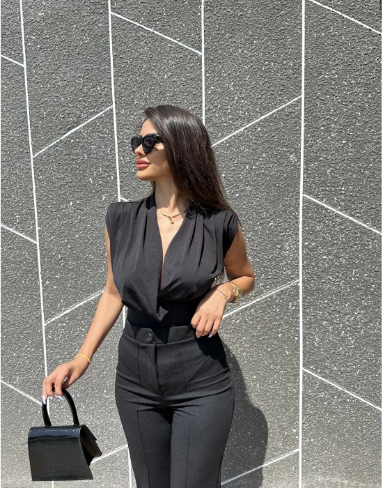 Vatkalı Bodysuit - Siyah
