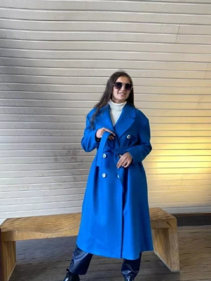 Cloche CL2965 İndigo Erkek Yaka Düğmeli Kaban