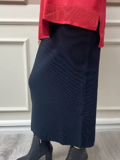 İnvee 6833 Siyah Fitilli Triko Etek